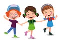 group of happy kids holding hands. Friendship concept Royalty Free Stock Photo