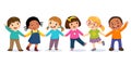 Group of happy kids holding hands. Friendship concept Royalty Free Stock Photo