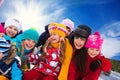 Group of happy kids outside Royalty Free Stock Photo