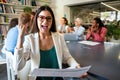 Group of happy multiethnic business people having fun and chatting at workplace office Royalty Free Stock Photo