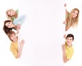 Group of happy people holding banner. Royalty Free Stock Photo
