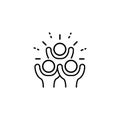 group of happy people line art icon, party friends, joy expression feeling, thin line web symbol on white background.