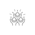 group of happy people line art icon, party friends, joy expression feeling, thin line web symbol on white background.