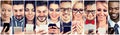 Happy people using mobile smart phone Royalty Free Stock Photo