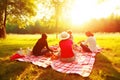 Group of happy senior people enjoying picnic. Neural network AI generated Royalty Free Stock Photo