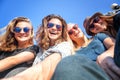 Group of happy smiling carefree young stylish girl female friend Royalty Free Stock Photo