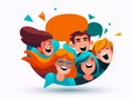 Group of happy smiling people in a chat bubble. Royalty Free Stock Photo