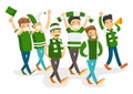 Group of happy sport fans supporting their team. Royalty Free Stock Photo