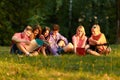 Group of happy students with books in the Park Royalty Free Stock Photo