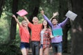 Group of happy students in the city Park Royalty Free Stock Photo