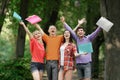 Group of happy students in the city Park Royalty Free Stock Photo