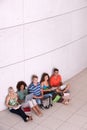 Group of happy students studying