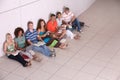 Group of happy students studying