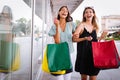 Group of happy women friends shopping in the city Royalty Free Stock Photo