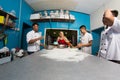 Group of happy young asian pastry chef preparing dough with flour, profesional chef working at kitchen Royalty Free Stock Photo