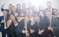 Group of jubilant business people jumping for joy and shouting i Royalty Free Stock Photo