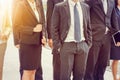 Group of happy young business team, business people walking the outdoor office together, Success teamwork Royalty Free Stock Photo