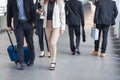 Group of happy young business team, businesspeople walking the outdoor office together success teamwork for concepts Royalty Free Stock Photo