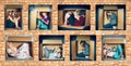 Group of happy young people sharing in social media Royalty Free Stock Photo