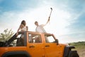 Group of happy young friends taking a selfie Royalty Free Stock Photo