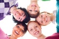 Group of happy young people in circle Royalty Free Stock Photo