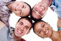 Group of happy young people in circle Royalty Free Stock Photo