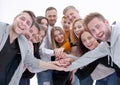 group of happy young people showing their unity Royalty Free Stock Photo