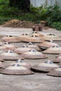 Group of hats also used as collection baskets at Guilin Tea Institure, China