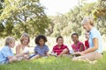 Group Of Having Art Lesson With Instructor In Countryside Royalty Free Stock Photo