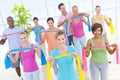 Group Healthy People Fitness Exercising Relaxation Concept