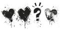 Group of hearts with a question mark symbol on them, suitable for various love and relationship concepts Royalty Free Stock Photo
