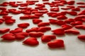 Group of hearts on a white surface. Concept of love, valentine`s day, day of lovers. Selective focus