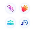 Group, Helping hand and Hand icons set. Time management sign. Group of people, Give gesture, Swipe. Work time. Vector Royalty Free Stock Photo