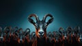 A group of a herd of goats with horns standing in front, AI Royalty Free Stock Photo