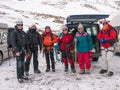 Group of climbers with winter gear