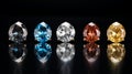 Intricate Still Lifes Five Topaz-cut Diamonds In A Row Royalty Free Stock Photo