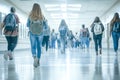 Group Of High School Students Running Along Corridor Royalty Free Stock Photo