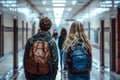 Group Of High School Students Running Along Corridor Royalty Free Stock Photo