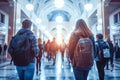 Group Of High School Students Running Along Corridor Royalty Free Stock Photo