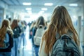 Group Of High School Students Running Along Corridor Royalty Free Stock Photo