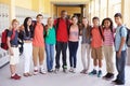 Group Of High School Students Standing In Corridor Royalty Free Stock Photo