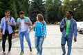 Group of high school students talking and laughing Royalty Free Stock Photo