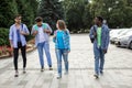 Group of high school students talking and laughing Royalty Free Stock Photo