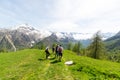 Group of hikers exploring the Alps, outdoor activities in summer