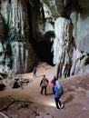 Group of hikers exploring Gua Keris in Dabong, Kelantan, Malaysia. Royalty Free Stock Photo