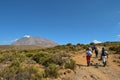 Hikers against a mountain background, Mount Kilimanjaro