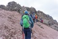 Group of hikers on top of the Malinche volcano in Mexico