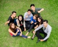 Group of hispanic teens thumbing up outdoors Royalty Free Stock Photo