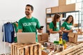 Group of hispanic volunteers working at charity center Royalty Free Stock Photo