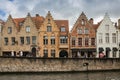 A group of historic brick gabled buildings by the canal in central Bruges. Royalty Free Stock Photo